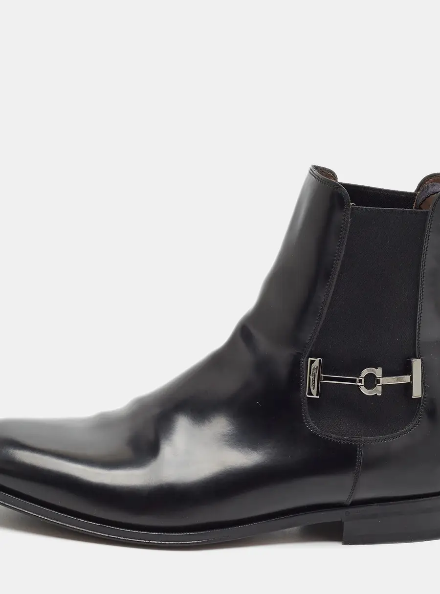 Salvatore Ferragamo Size 43.5 Black Leather Chelsea Boots
