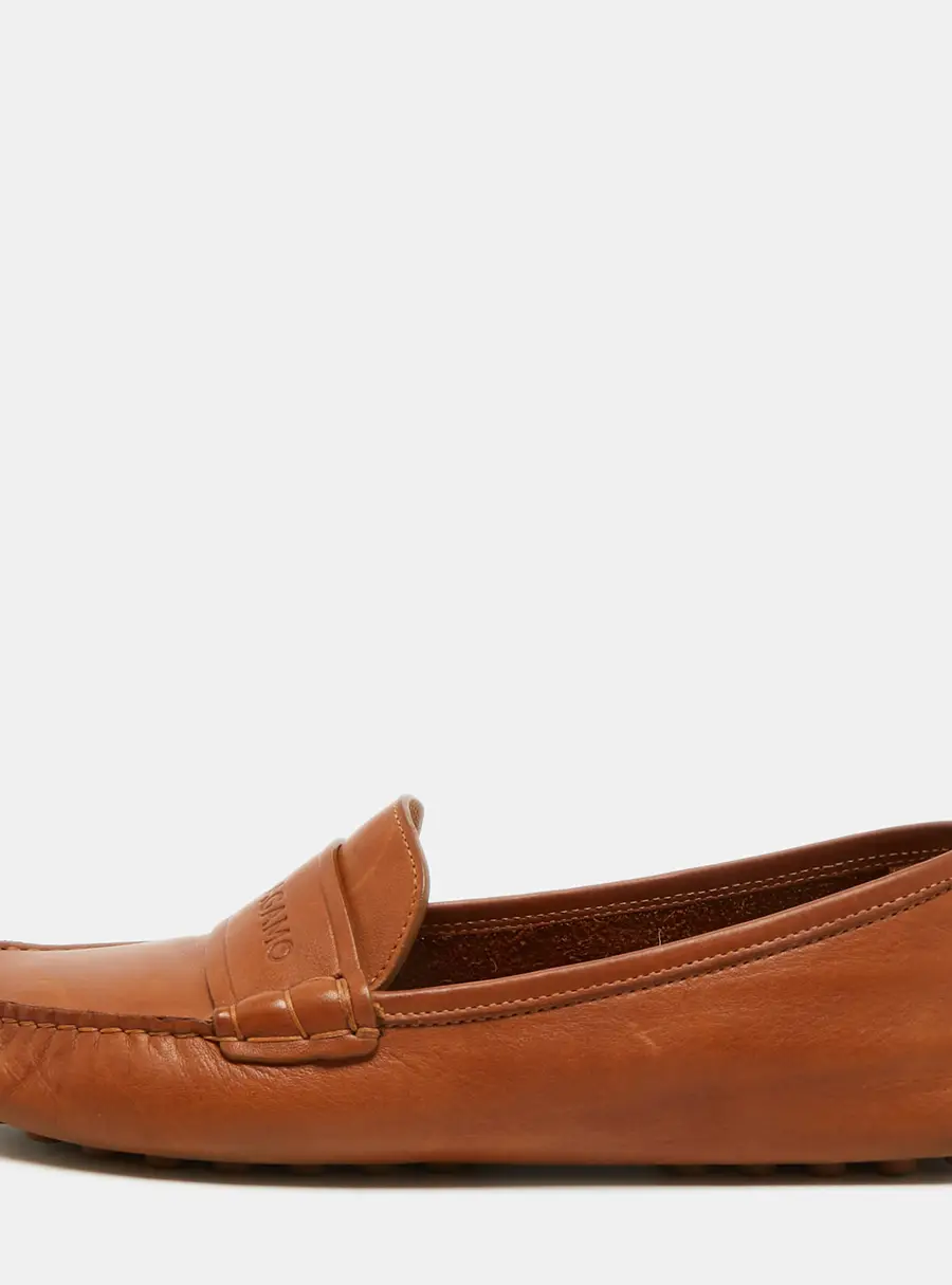Salvatore Ferragamo Size 42 Brown Leather Driver Loafers
