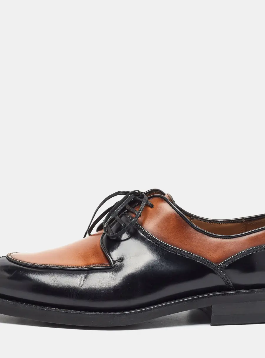 Salvatore Ferragamo Tramezza Size 42 Brown/Black Leather Derby