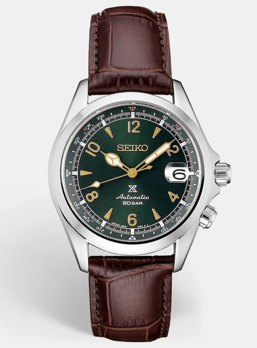 Seiko Prospex SPB121J Green Dial Stainless Steel Leather Men's Wristwatch 39.5mm