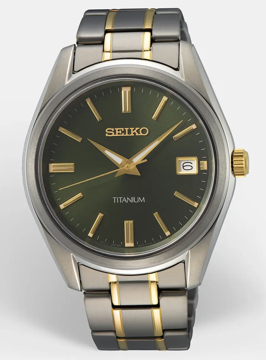 Seiko Discover More SUR377P1 Green Dial Titanium Men's Wristwatch 40.2 mm