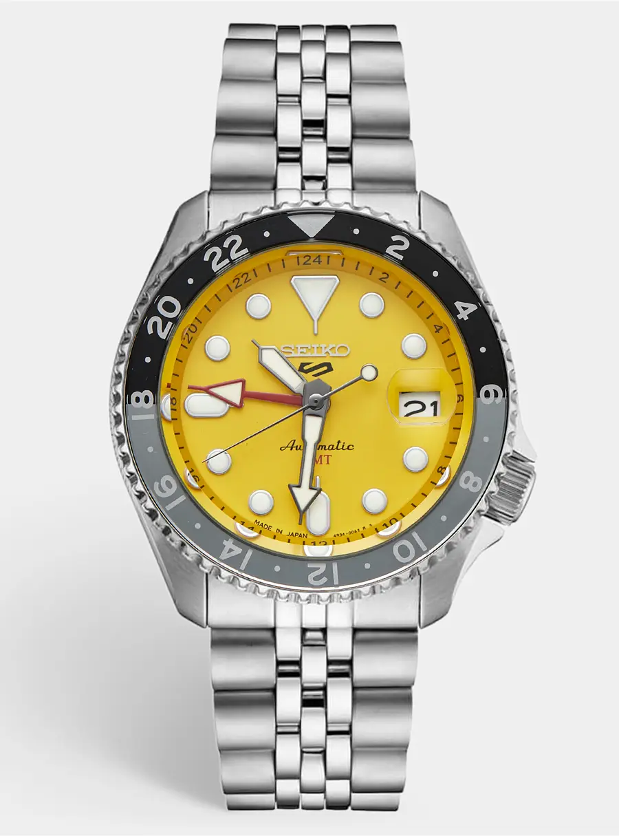 Seiko 5 sports SSK017 Yellow Dial Stainless Steel Men's Wristwatch 42.5mm