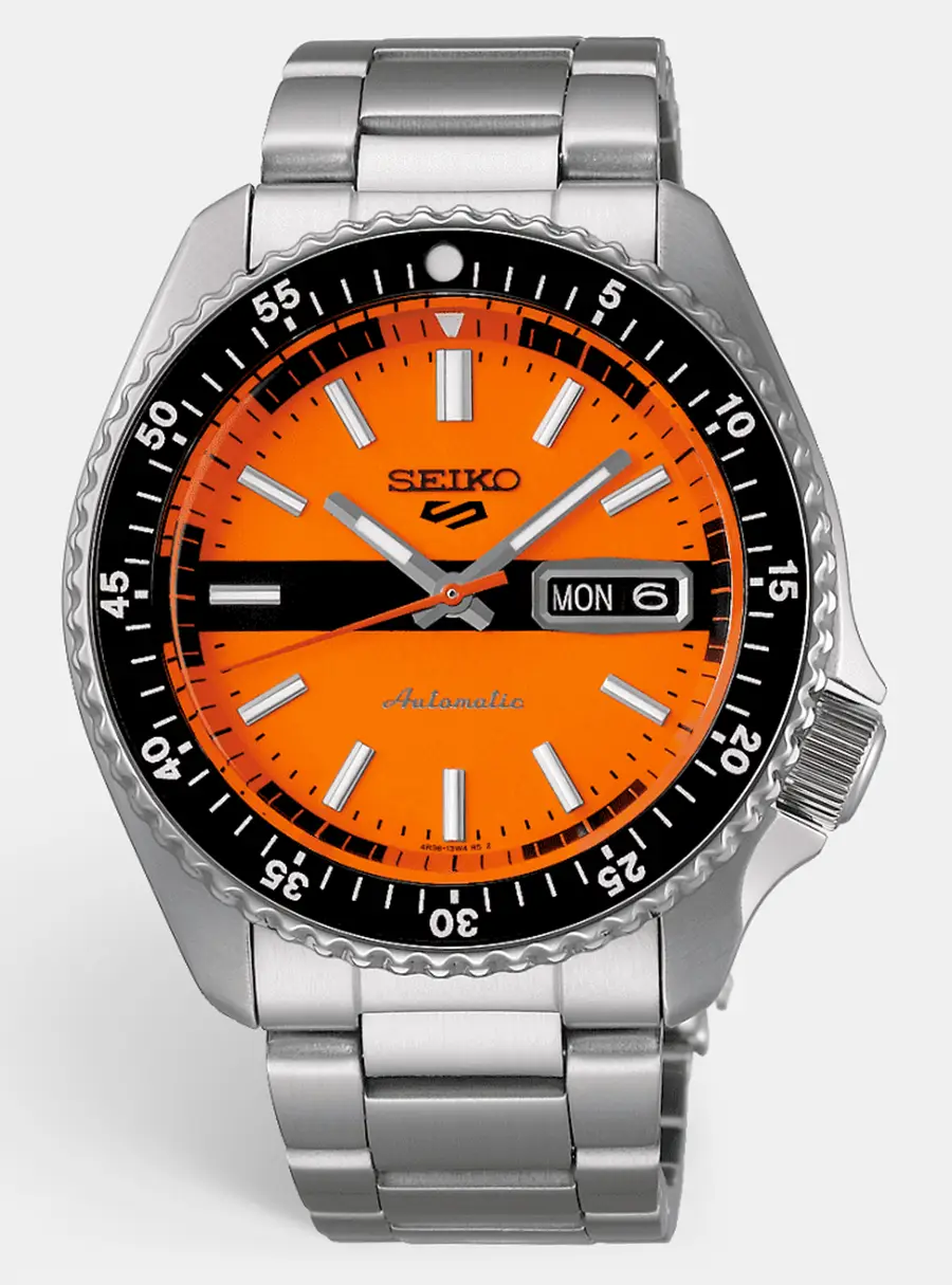 Seiko 5 Sports SKX Series SRPK11K1 Orange Dial Stainless Steel Men's Wristwatch 42.50 mm