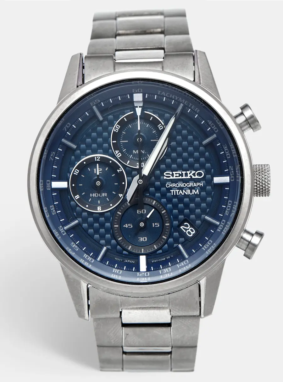 Seiko Discover More SSB387P1 Blue Dial Titanium Men's Wristwatch 41.6 mm