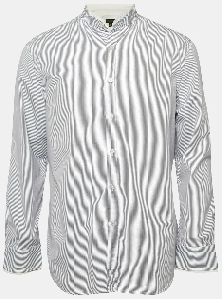 Shanghai Tang Blue Striped Cotton Long Sleeve Shirt L