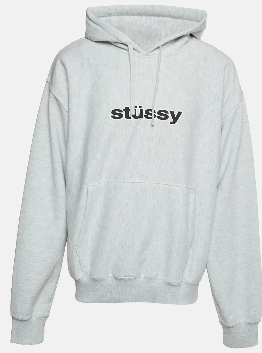 Stüssy Grey Logo Graphic Cotton Knit SS-Link Hoodie XXL