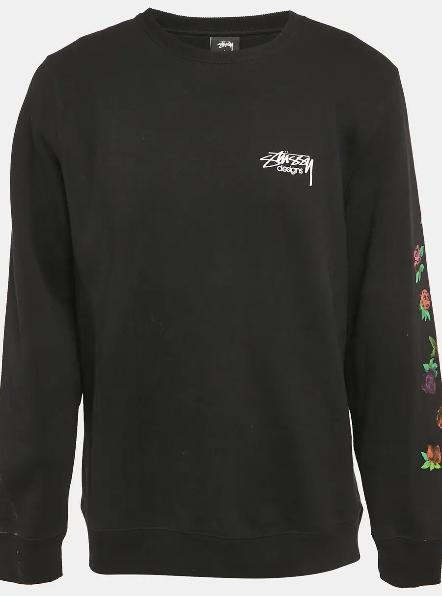 Stussy Black Printed Cotton Sweatshirt L