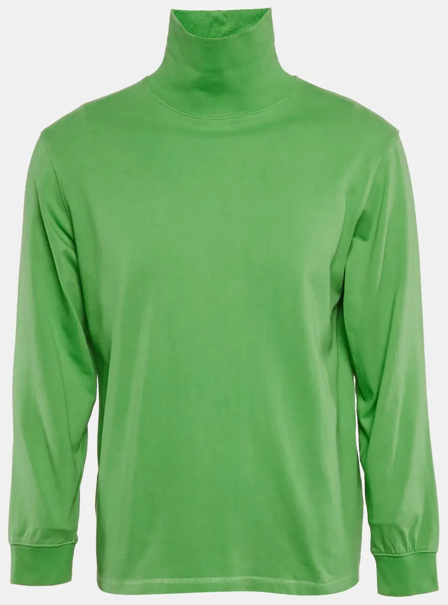 Supreme Green Embroidered Cotton Turtle Neck Sweatshirt S