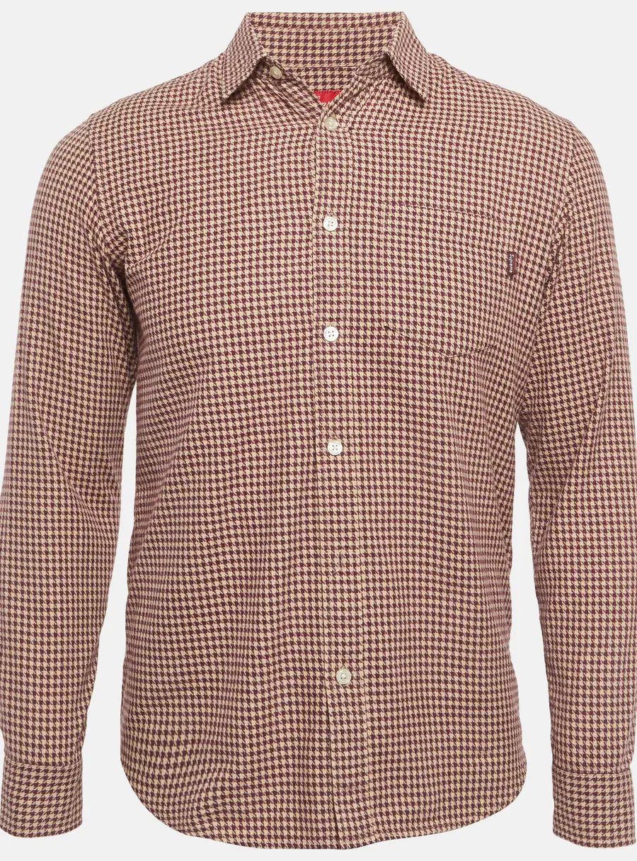 Supreme Purple/Beige Houndstooth Cotton Shirt S