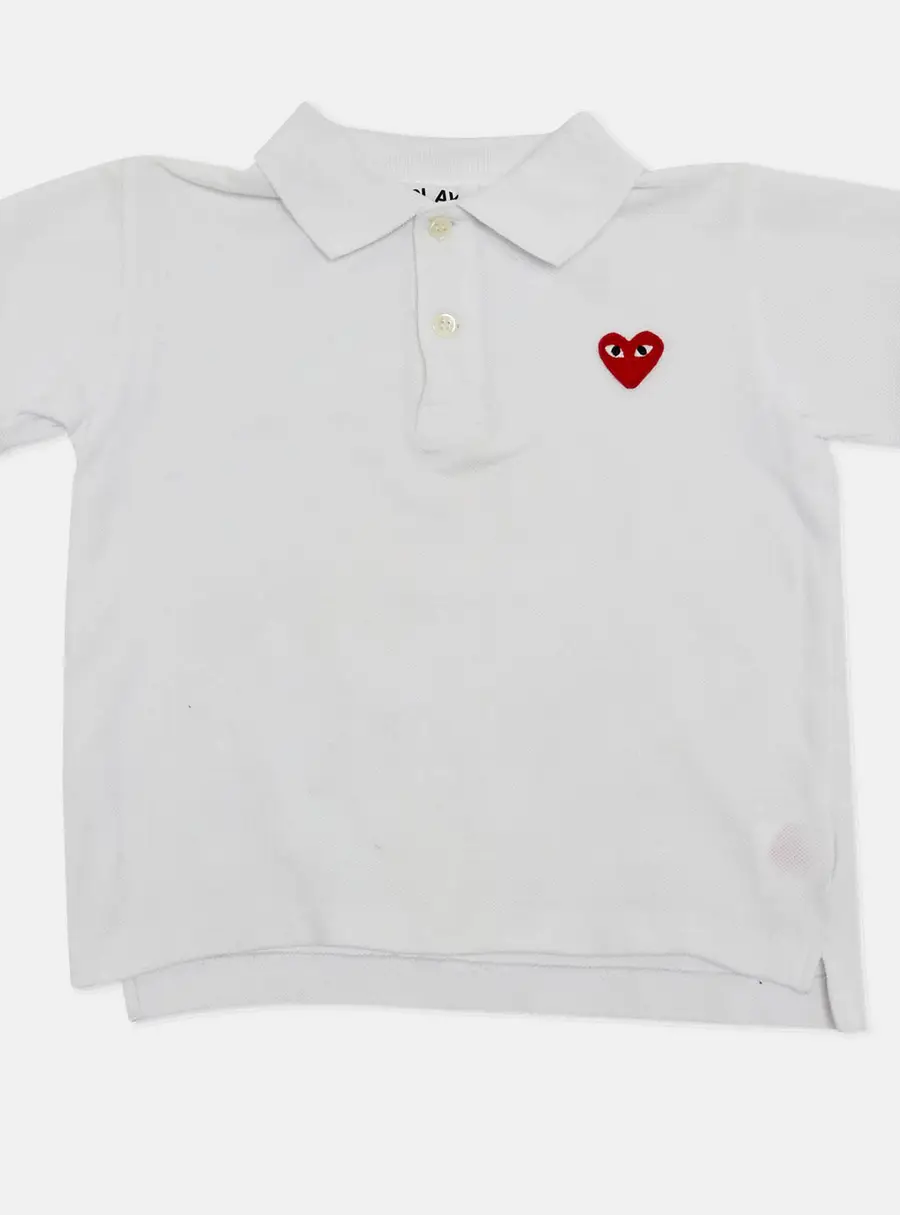 Play Comme des Garcon Kids White Cotton Polo T-Shirt 4Yrs