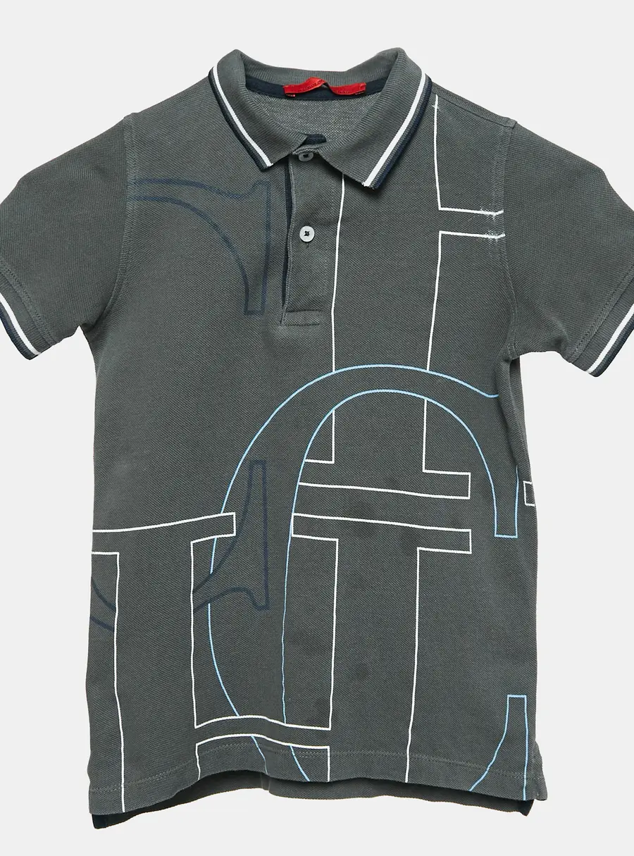 CH Carolina Herrera Kids Grey Logo Print Cotton Pique Polo T-Shirt 6 Yrs