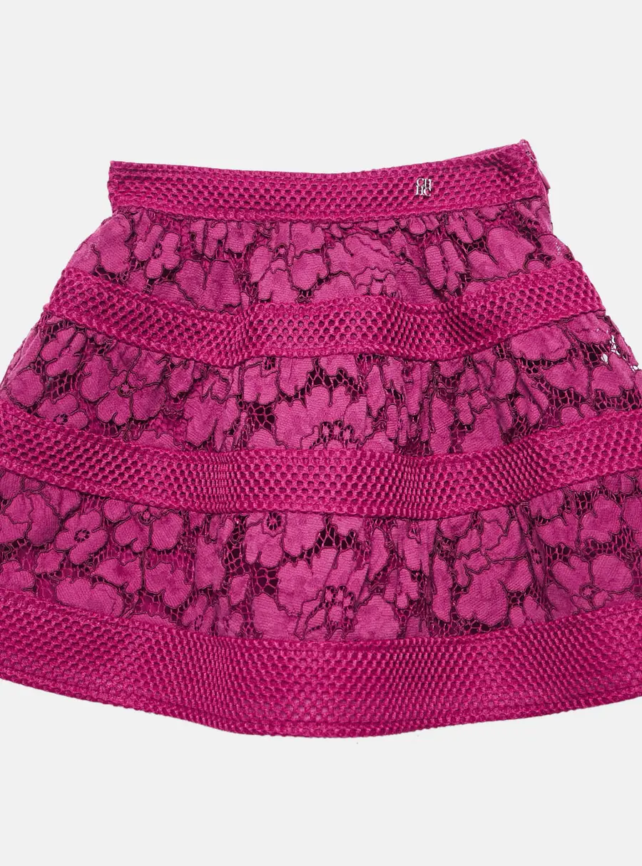 CH Carolina Herrera Kids Pink Floral Lace Mini Skirt 4 Yrs