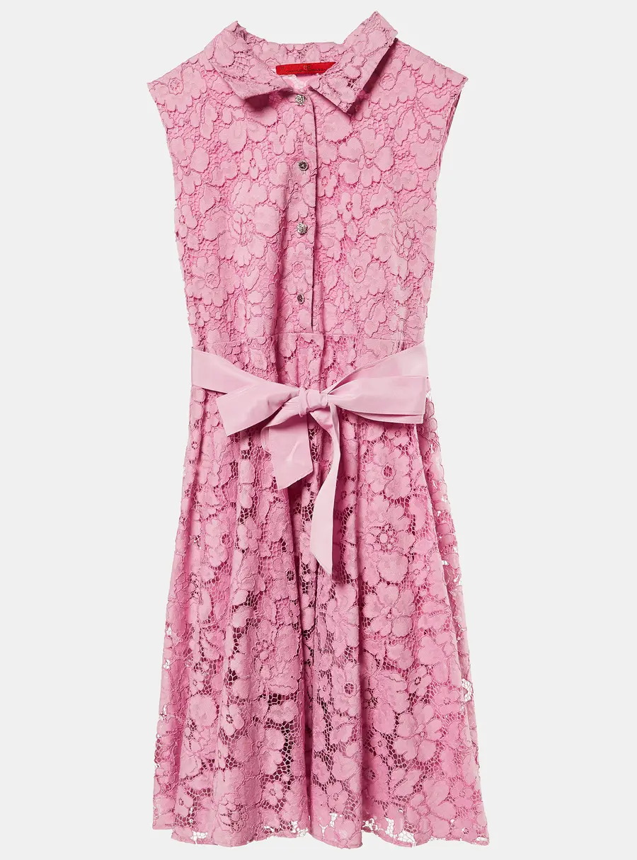 CH Carolina Herrera Kids Pink Lace Bow Detail Dress Size 10 Yrs