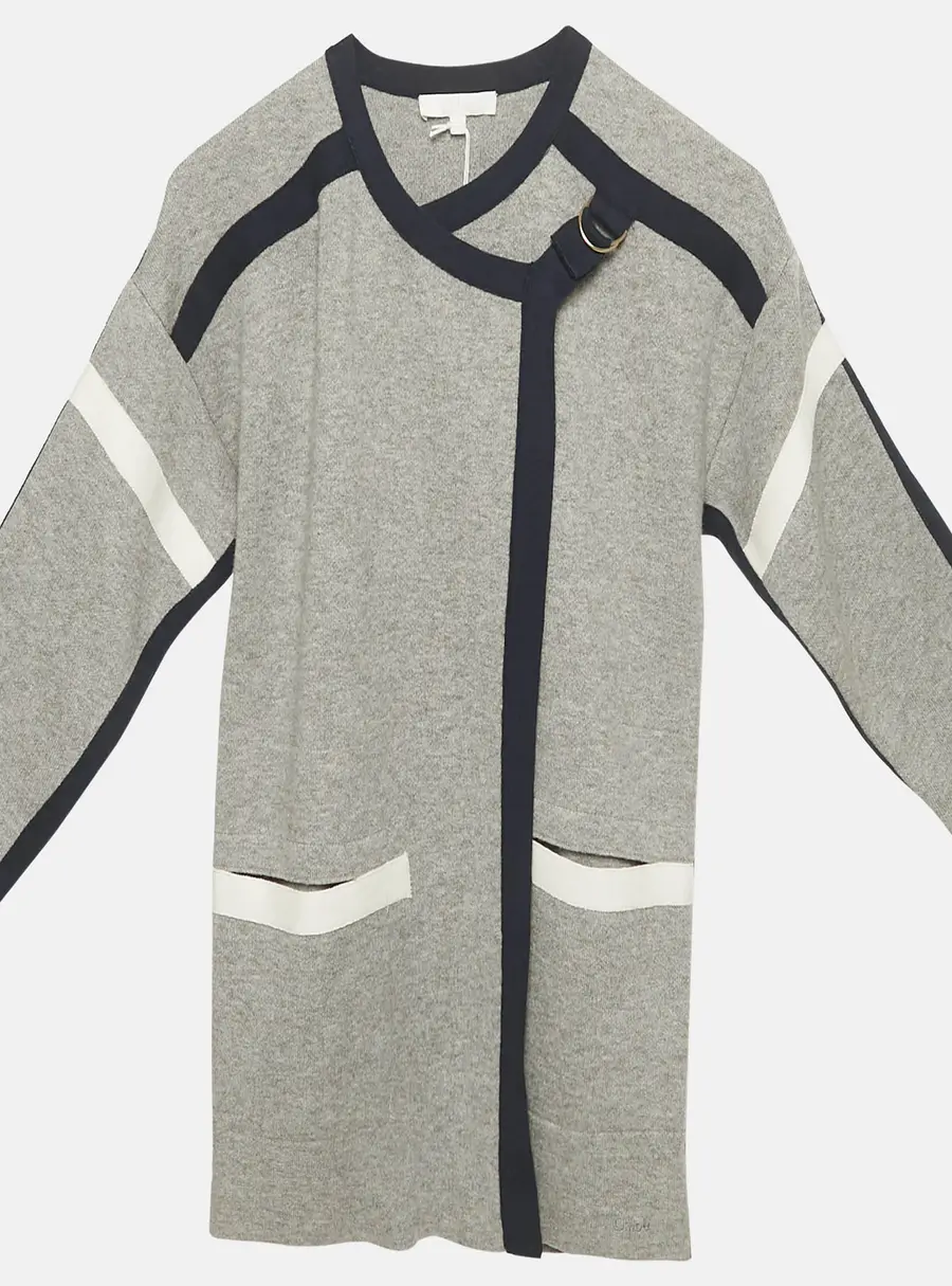 Chloé Kids Grey Knit Crossover Jacket 6Yrs