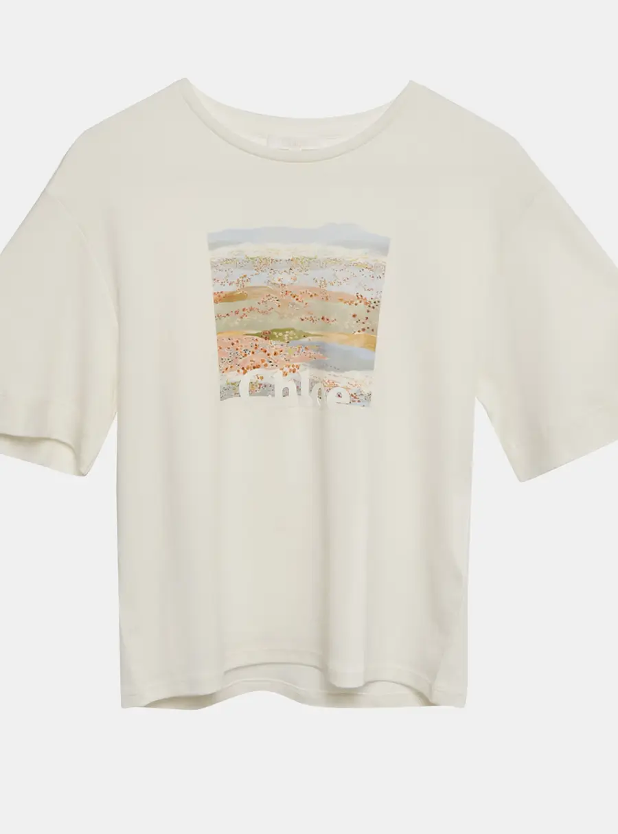 Chloe Kids White Printed Jersey T-Shirt 12 Yrs