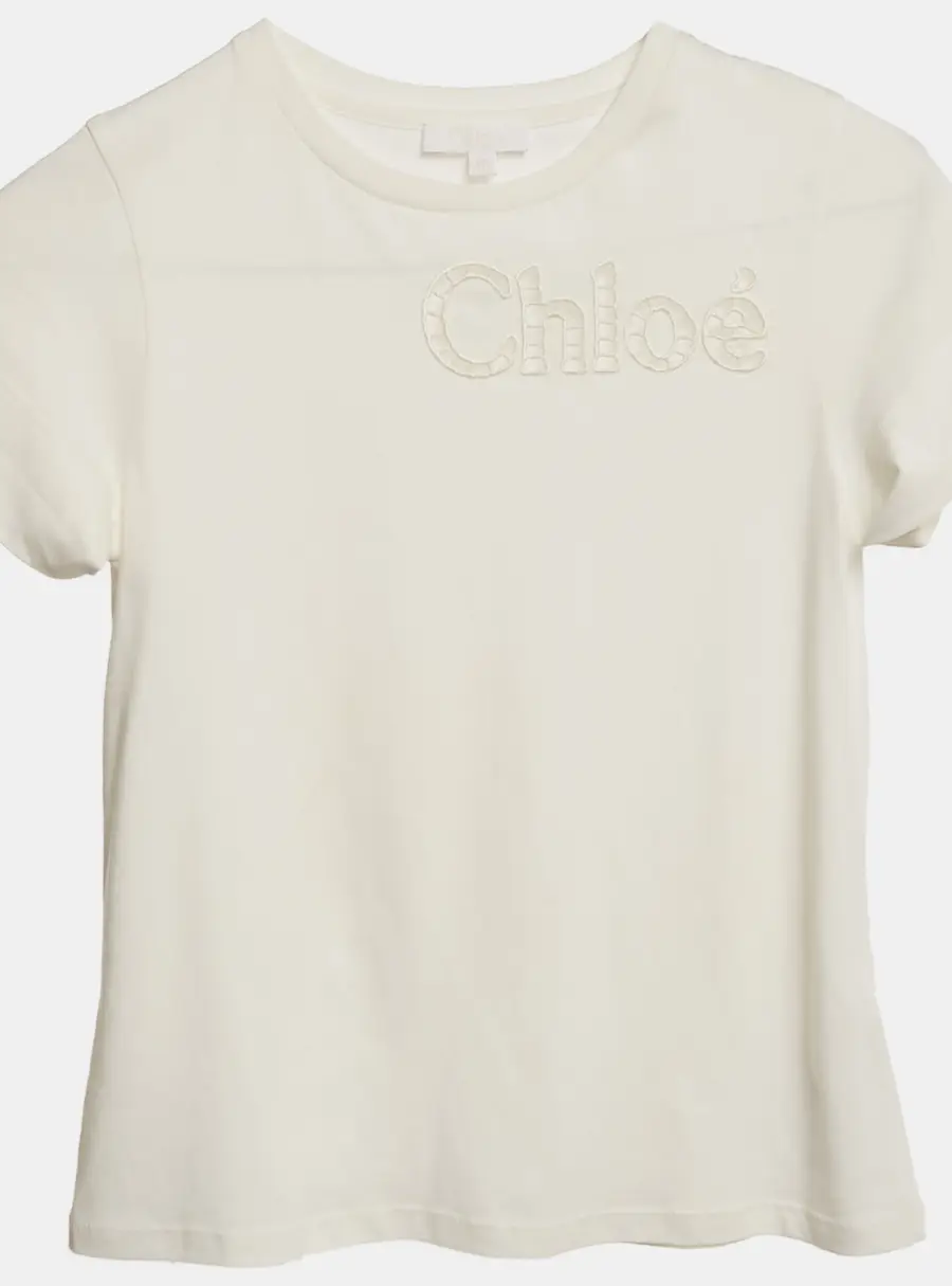 Chloe Kids White Logo Detail Cotton T-shirt 10 Yrs