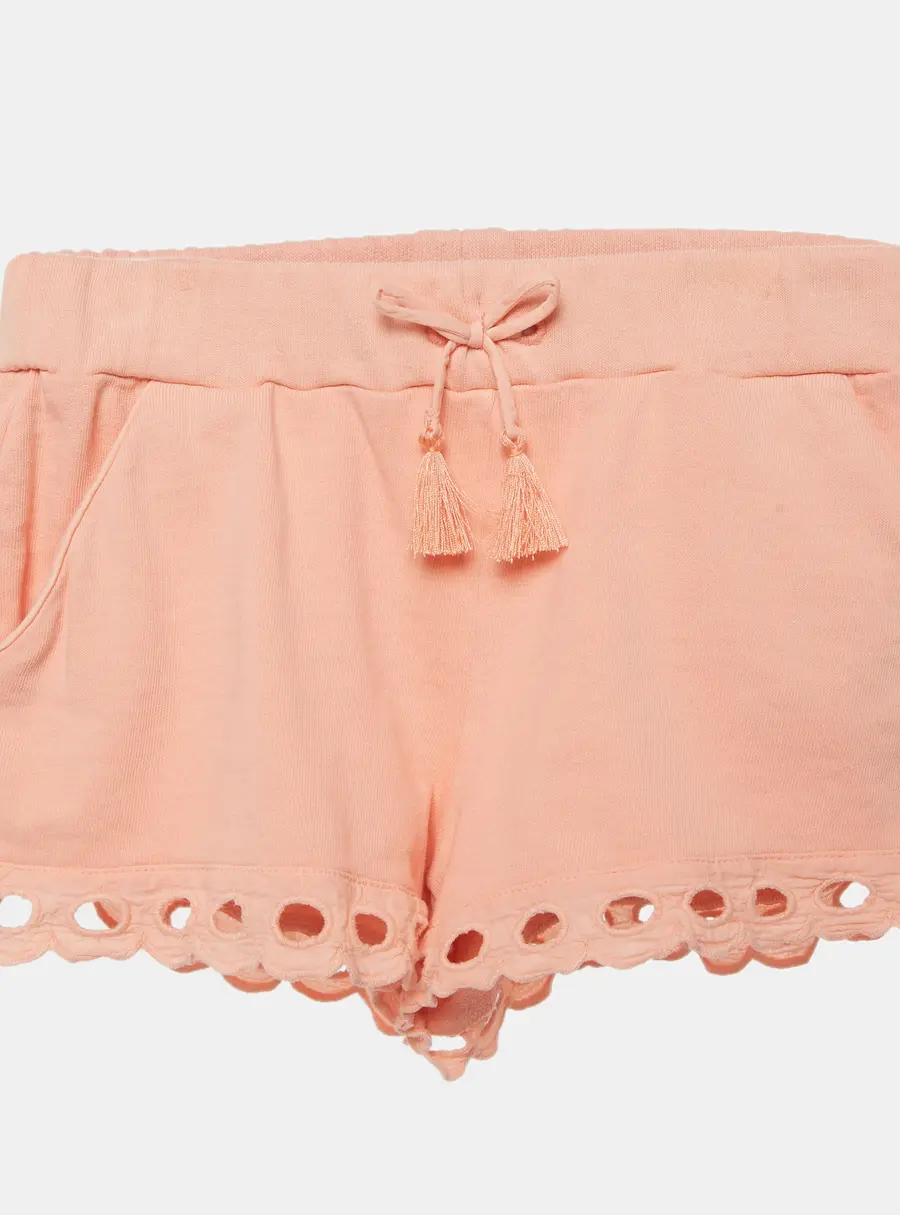 Chloe Kids Orange Lace Inserts Cotton Shorts 6Yrs