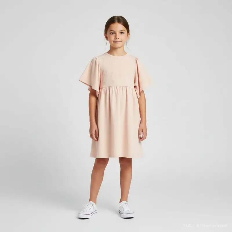 Chloe Kids Pink Flower Embroidered French Terry Dress 12 Yrs