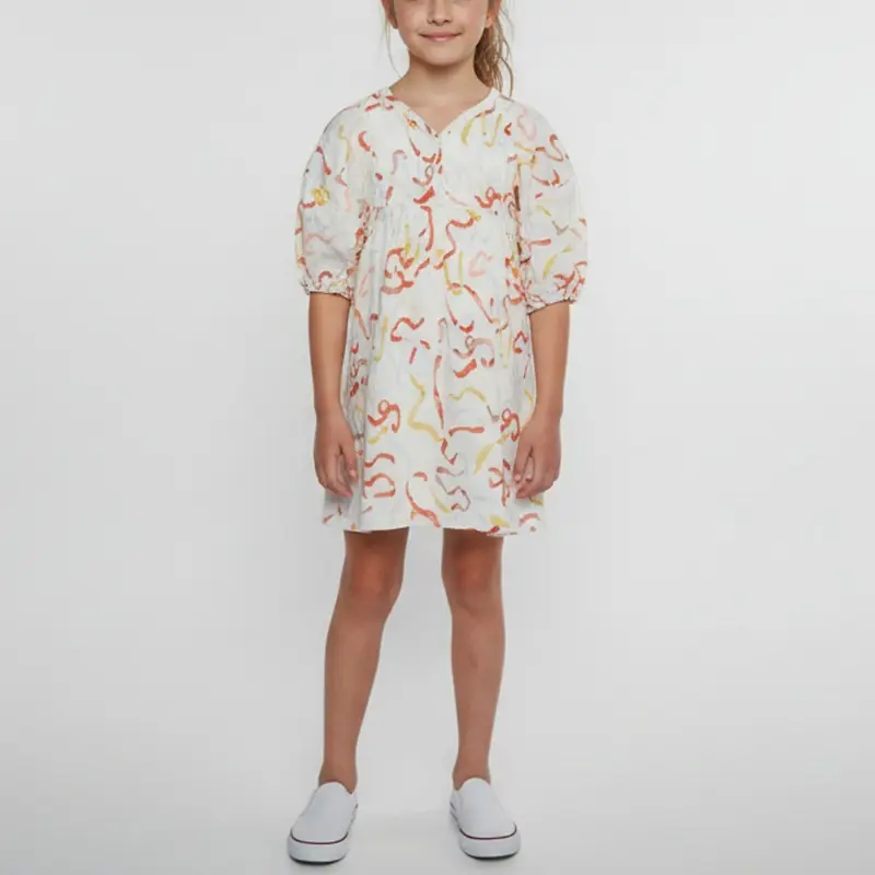 Chloe Kids White Ribbon Print Cotton Dress 8 Yrs