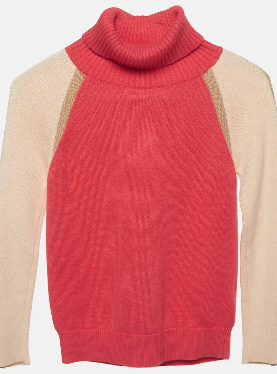 Chloe Kids Pink Rib Knit Turtle Neck Sweater 8Yrs