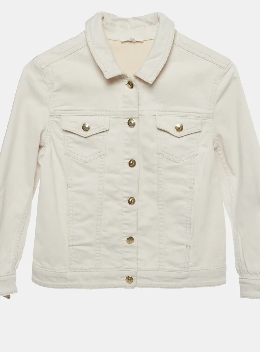 Chlo&eacute; Kids White Denim Button Up Jacket 12 Yrs