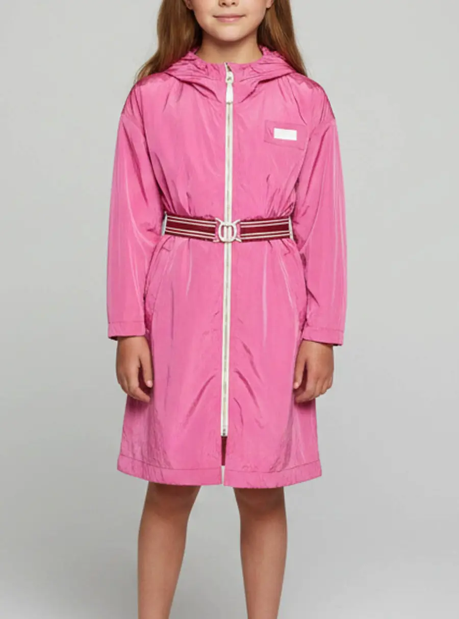 Chloe Kids Pink Nylon Zip Up Long Raincoat 8 Yrs