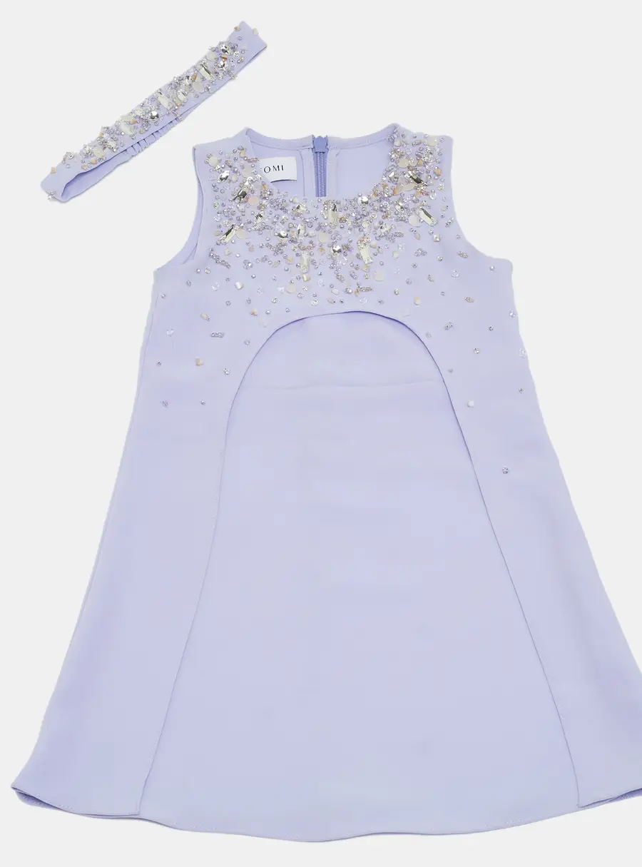 Anatomi Purple Crepe Embellished A-Line Dress 3-4 Yrs