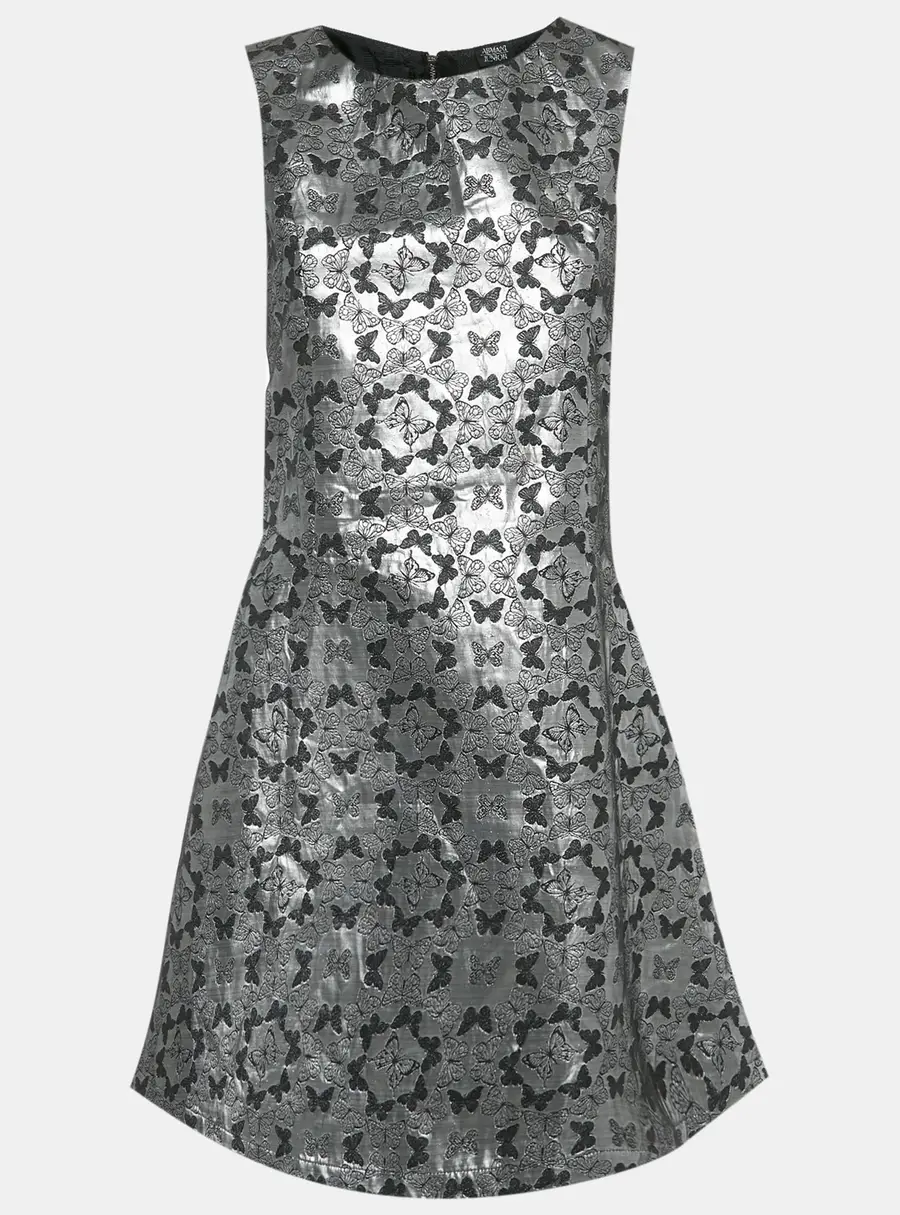Armani Junior Silver Butterfly Jacquard Short Dress 16 Yrs