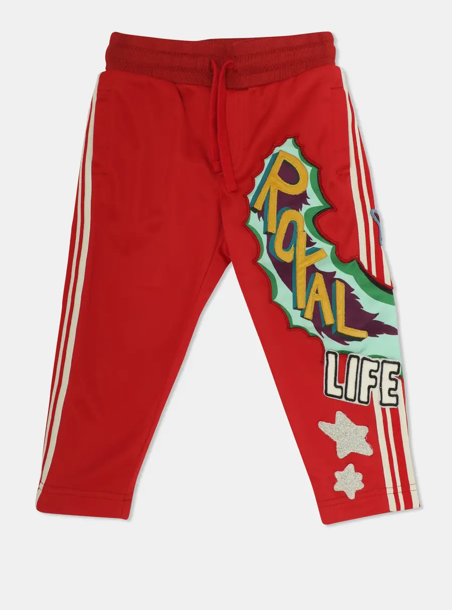 Dolce & Gabbana Red Jersey Royal Life Graphic Patch Pants 2 Years