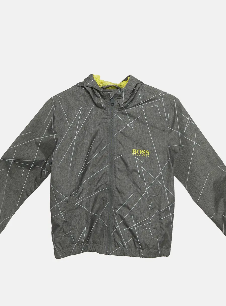 Hugo Hugo Boss Grey Printed Nylon Zip-Up Jacket 8Yrs