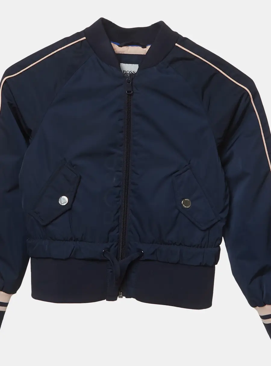 Boss By Hugo Boss Kids Navy Blue Synthetic Bomber Jacket 8-12 Yrs