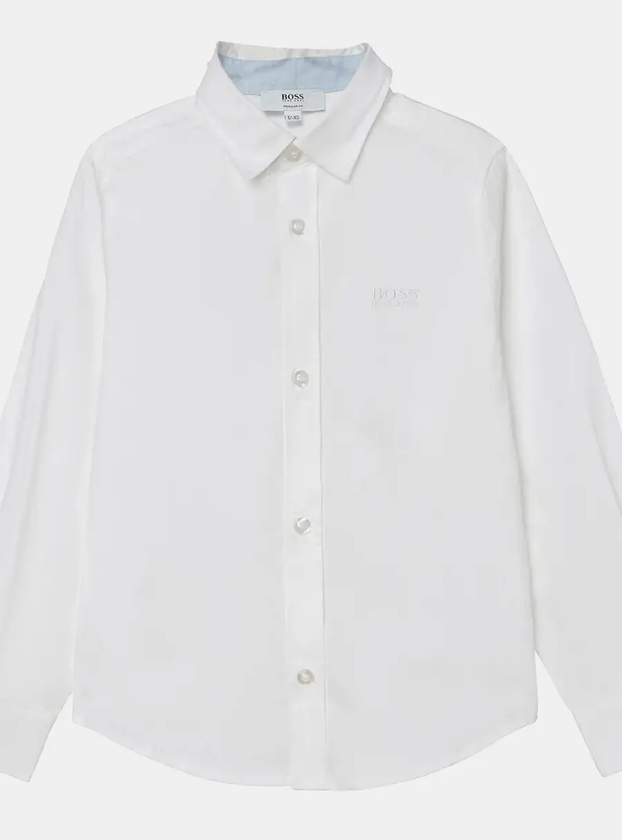 Boss By Hugo Boss Kids White Cotton Regular Fit Button Up Shirt 12 Yrs