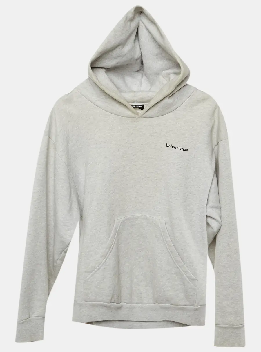 Balenciaga Kids Grey Cotton Hooded Sweatshirt Size 10 Yrs