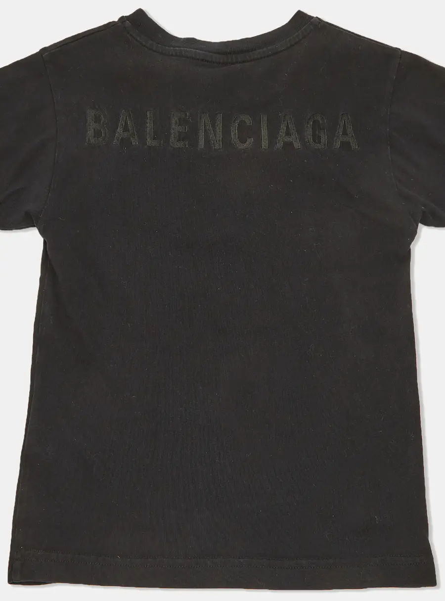 Balenciaga Black Cotton Logo Embroidered T-Shirt Size 2 Yrs