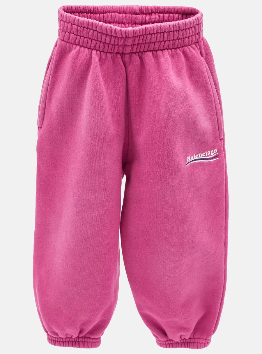 Balenciaga Fuchsia Pink Cotton Knit Political Campaign Joggers 2 Yrs