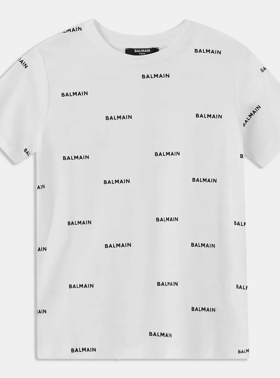 Balmain Kids White Logo Print Jersey T-Shirt 14Yrs