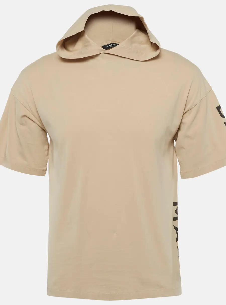 Balmain Beige Jersey Hooded T-Shirt 14Yrs
