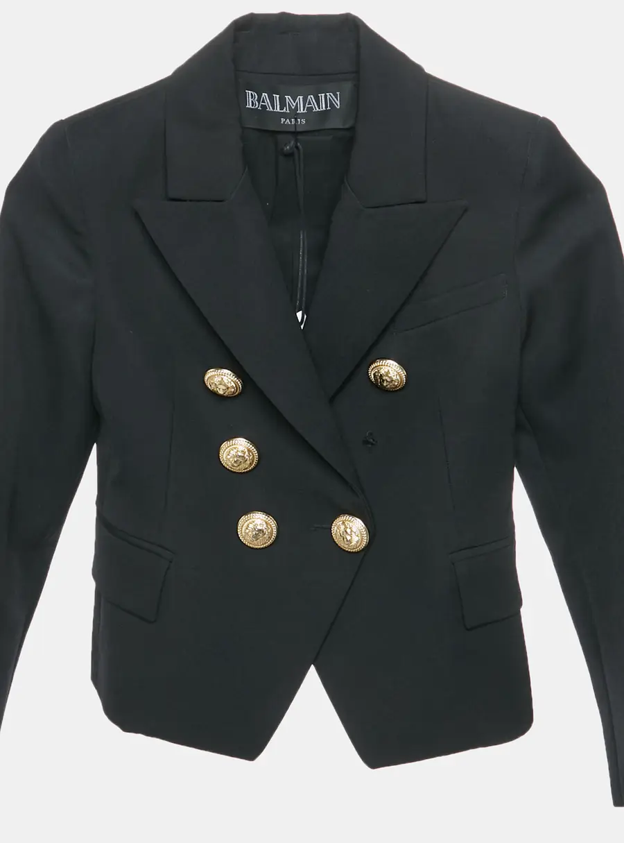 Balmain Kids Black Wool Double Breasted Blazer 8 Yrs