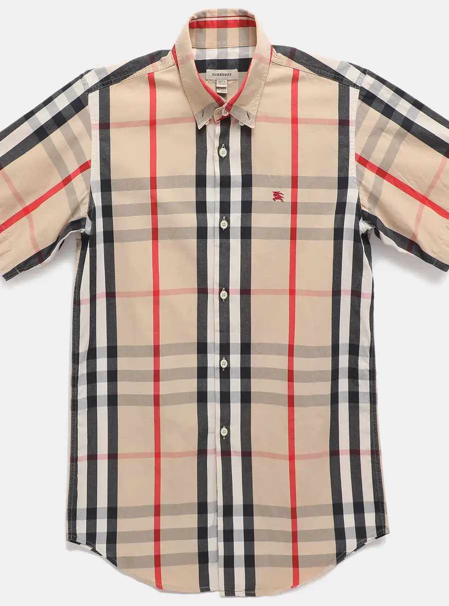 Burberry Beige Check Cotton Button Front Shirt Shirt 14Y