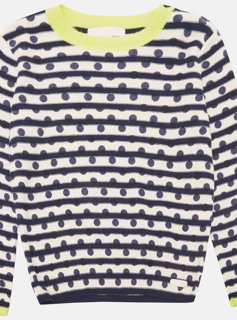 Burberry Children White/Navy Blue Cotton Full Sleeve Sweater 8 Yrs