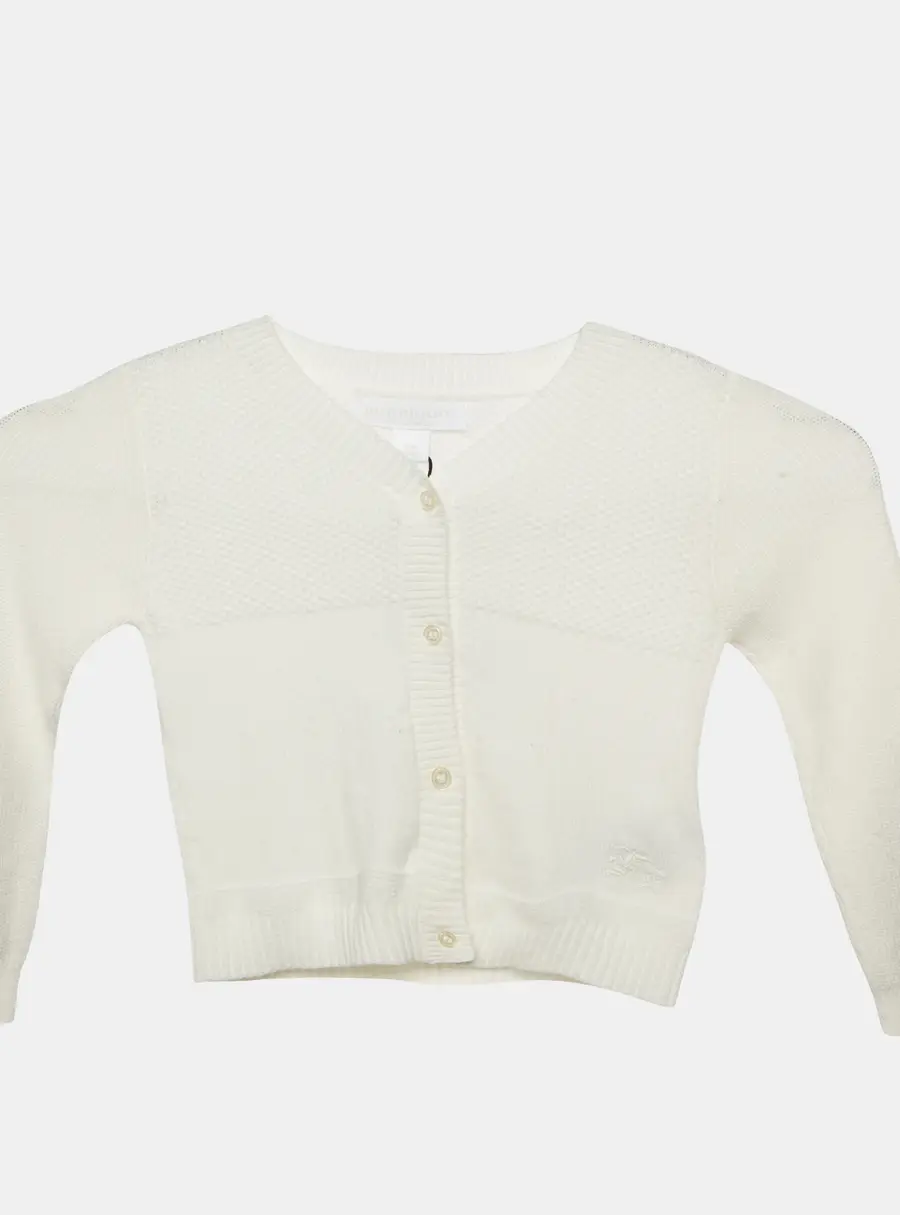 Burberry Children White Knitted Long Sleeves Cardigan 12M