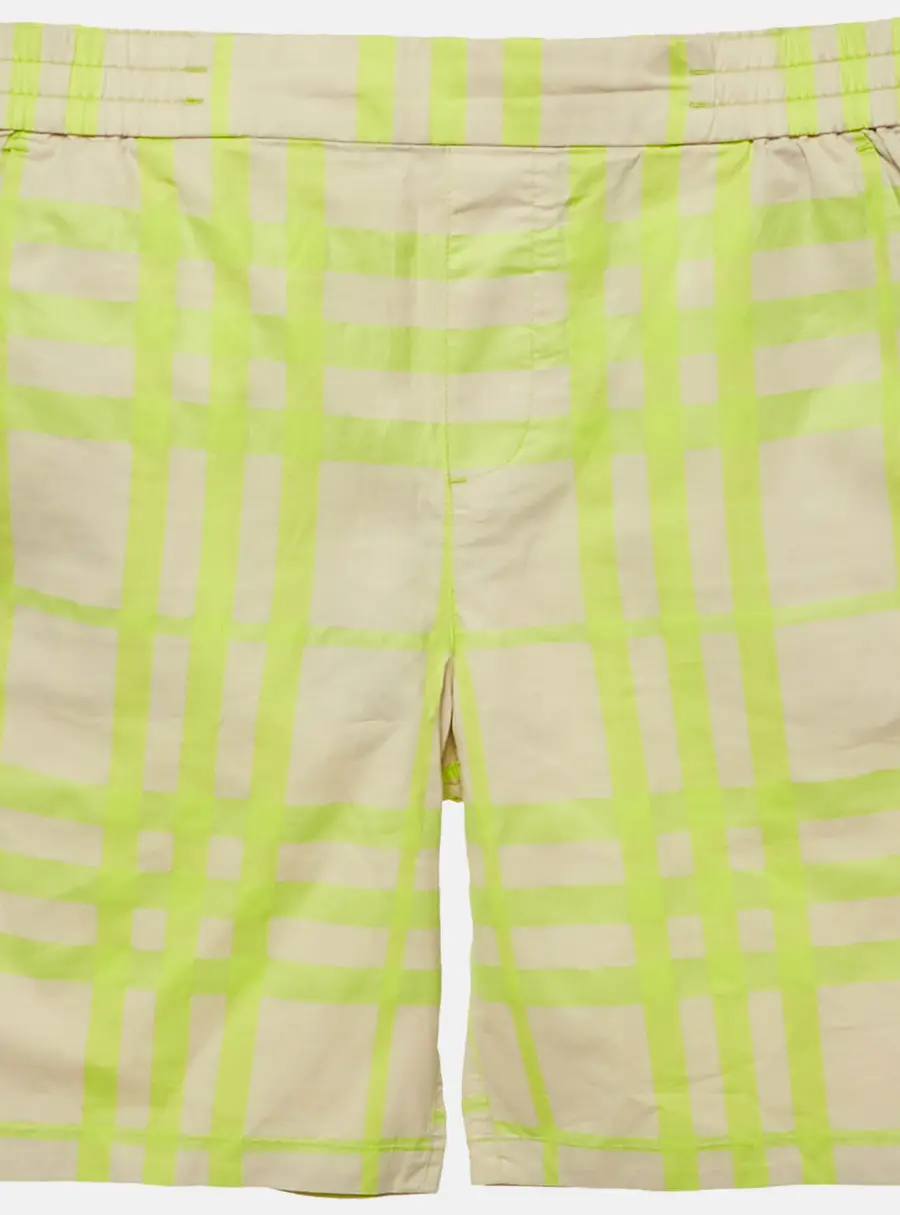 Burberry Kids Beige/Neon Checks Cotton Travard Shorts 14Yrs