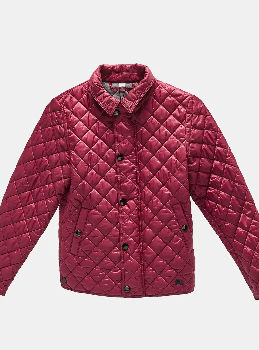 Burberry Children Pink Synthetic Button Front Quilted Jacket 10 Yrs