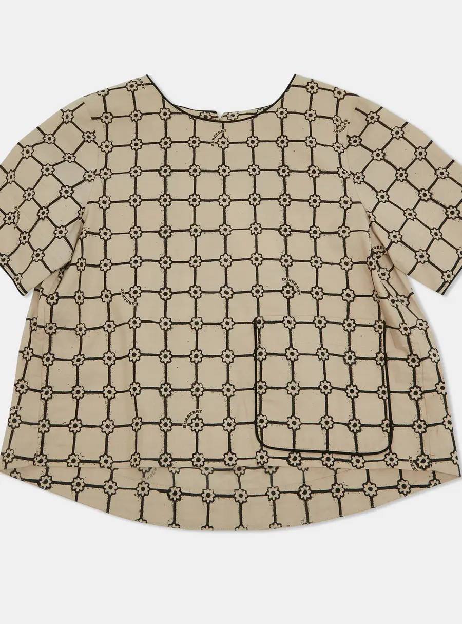 Burberry Children Beige Printed Cotton Top 10Yrs