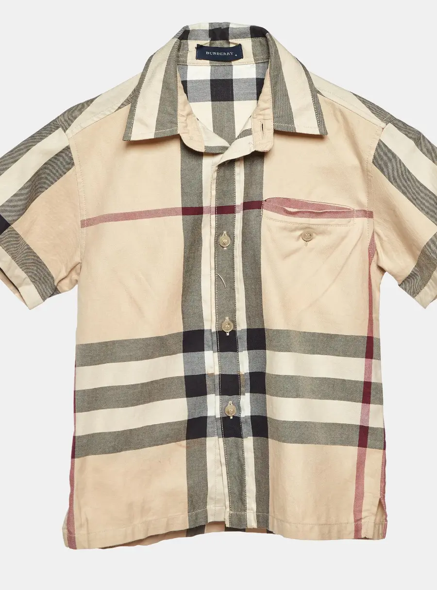Burberry Beige Tartan Cotton Button Front Kids Shirt 4 Yrs