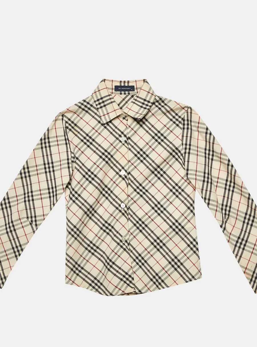 Burberry Kids Beige Vintage Checked Cotton Shirt Size 6 Yrs
