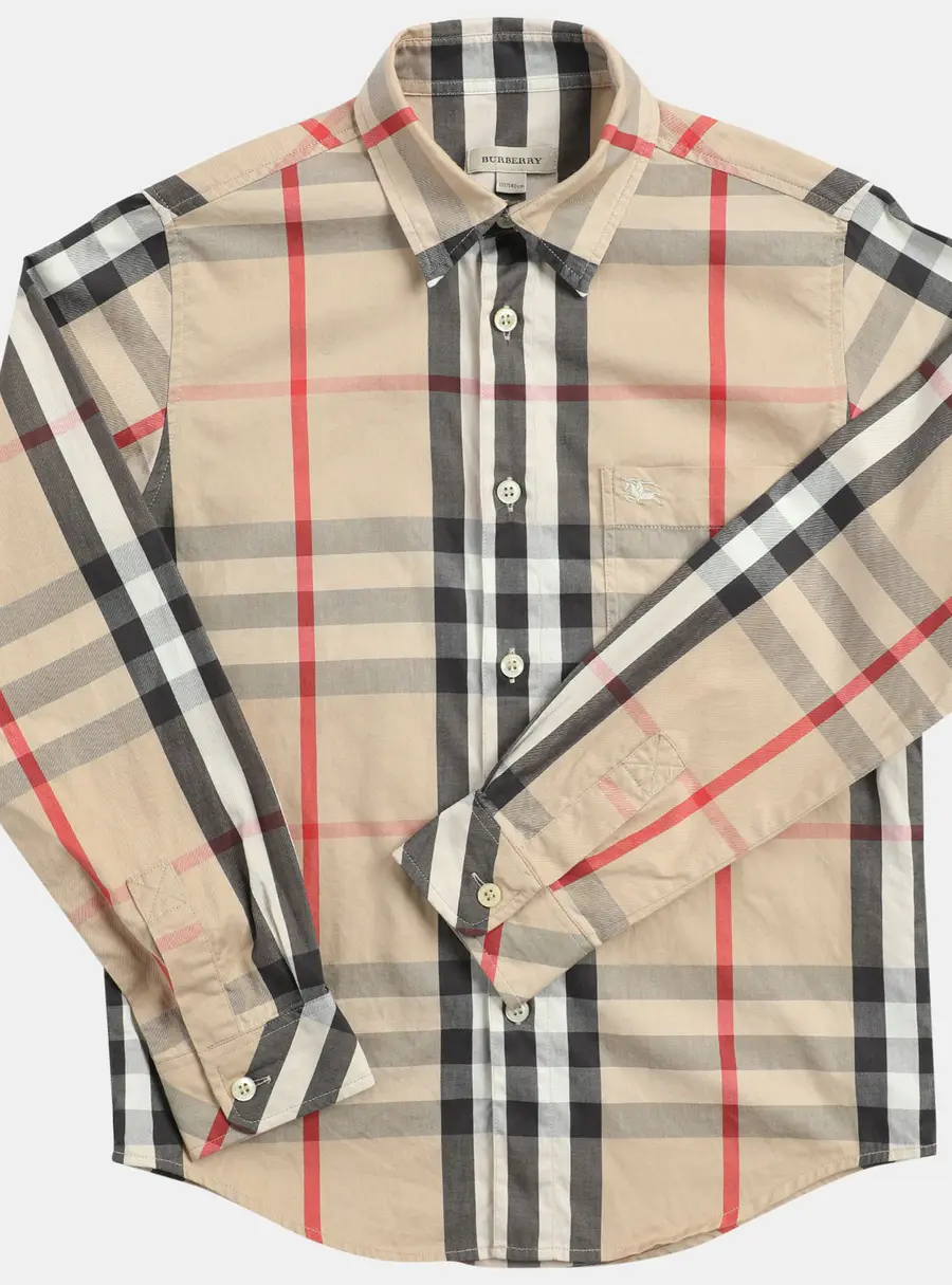 Burberry Beige Check Cotton Button Front Shirt Shirt 10Y