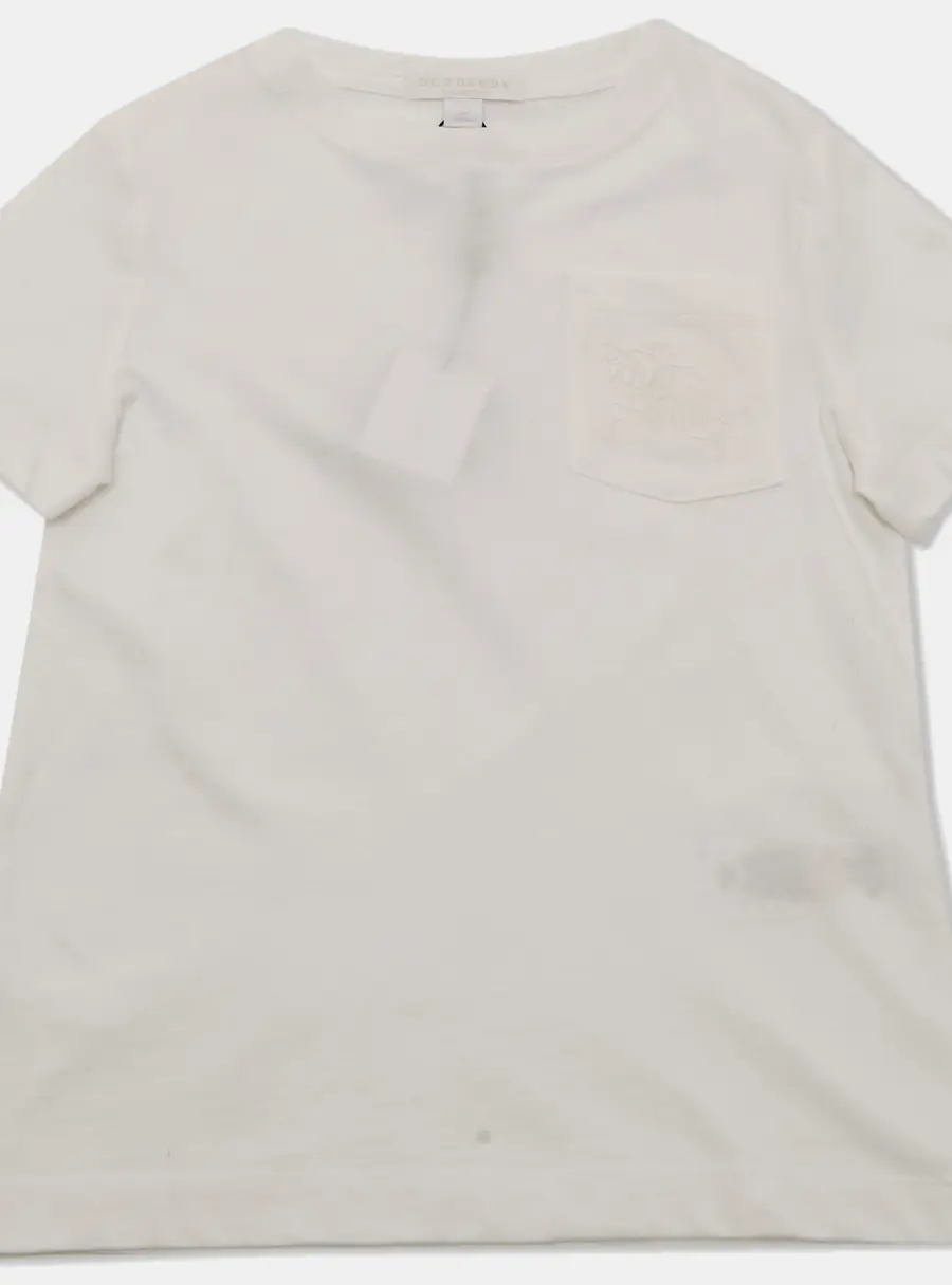 Burberry Children White Logo Embroidered Jersey T-Shirt 5 Yrs
