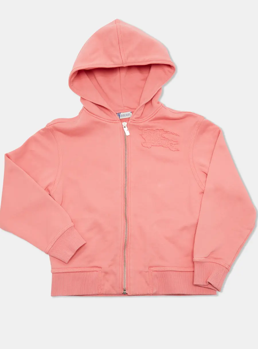 Burberry Kids Pink Logo Embroidered Cotton Zip-Up Jacket 8Yrs