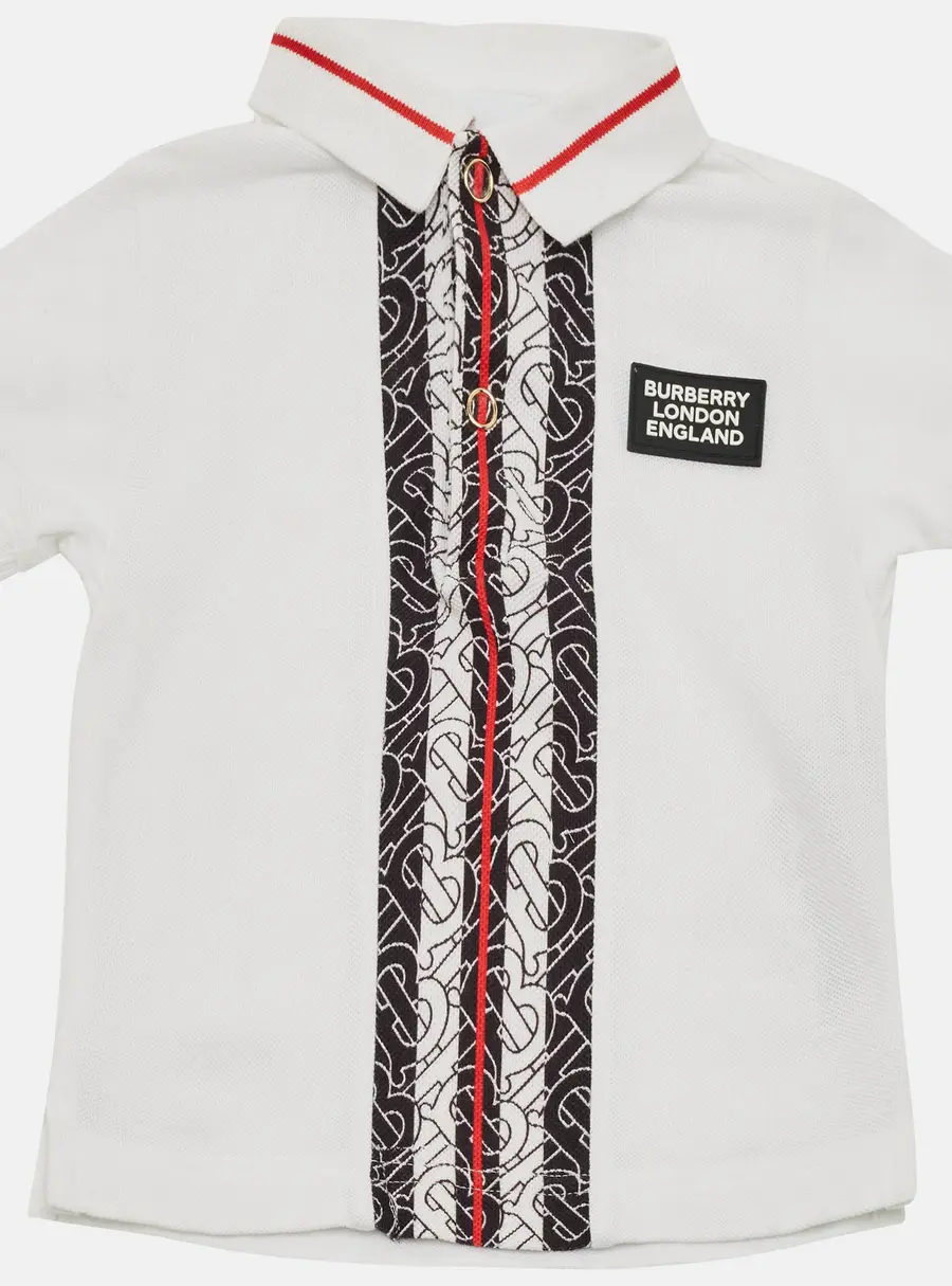 Burberry White Logo Detail Cotton Knit T-Shirt 18M